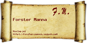 Forster Manna névjegykártya